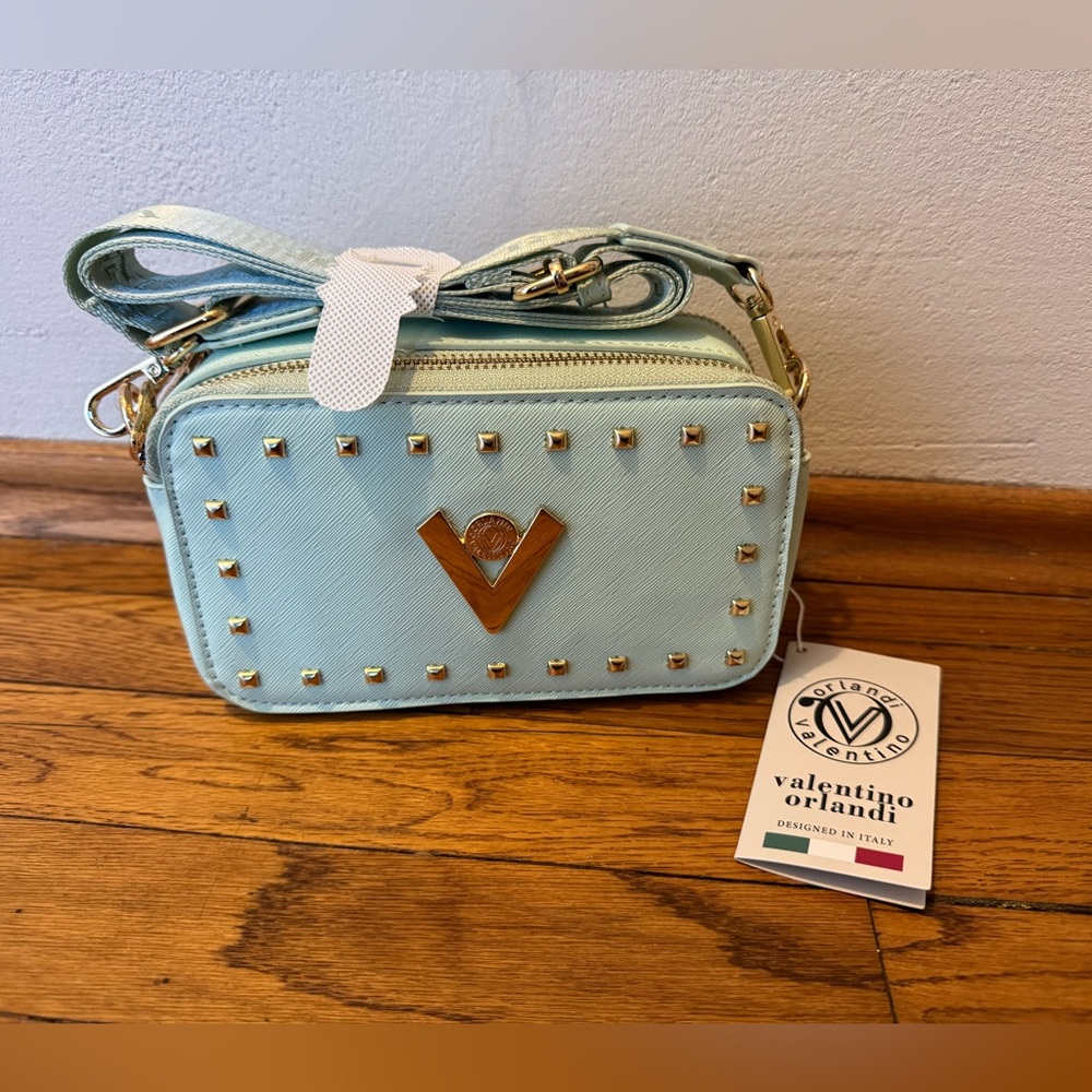 NWT Valentino Orlandi Mint Green double zip, Crossbody purse